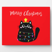 可愛い漫画の黒猫クリスマスツリー フォトプラーク (正面)