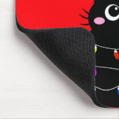 可愛い漫画の黒猫クリスマスツリー マウスパッド (コーナー)