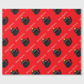 可愛い漫画の黒猫クリスマスツリー ラッピングペーパー (フラット)