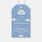 可愛い漫画ふわふわ白い雲9青い男の子 ギフトタグ (裏面)