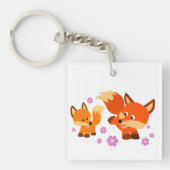可愛い漫画よくはしゃぐキツネアクリルキーチェーン キーホルダー (正面)
