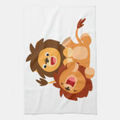 可愛い漫画よくはしゃぐライオンズキッチンタオル キッチンタオル (縦)