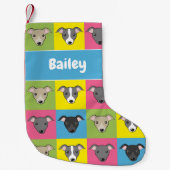 可愛い漫画イタリアンのグレイハウンドパターン名 スモールクリスマスストッキング (正面)