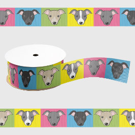 可愛い漫画イタリアンのグレイハウンドポップ・アートのアートパターン グログランリボン