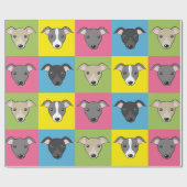 可愛い漫画イタリアンのグレイハウンドポップ・アートのアートパターン ラッピングペーパー (フラット)