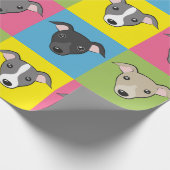 可愛い漫画イタリアンのグレイハウンドポップ・アートのアートパターン ラッピングペーパー (角)