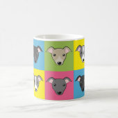 可愛い漫画イタリアンのグレイポップ・アートのハウンズのアートパターン コーヒーマグカップ (中央)