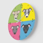 可愛い漫画イタリアングレイハウンドカラフルアポップ・アートのート ラージ壁時計 (傾斜)