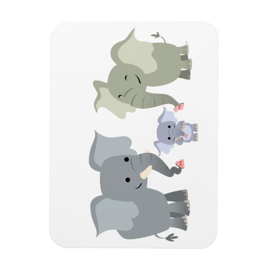 可愛い漫画エレファントファミリーフレキシブルマグネット マグネット (縦)