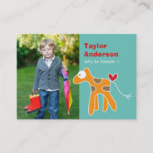 可愛い漫画オレンジのキリン写真キッドの日遊付 コーリングカード (正面)