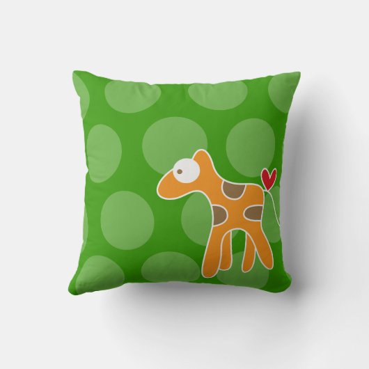 可愛い漫画オレンジのキリン愛おもしろいドット子供 クッション (裏面)