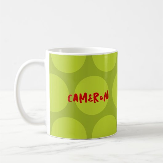 可愛い漫画オレンジのキリン&おもしろいドット子供たち コーヒーマグカップ (左)