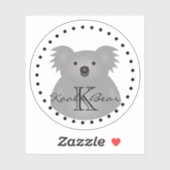 可愛い漫画オーストラリアKoala Bear Monogram Round シール (シート)