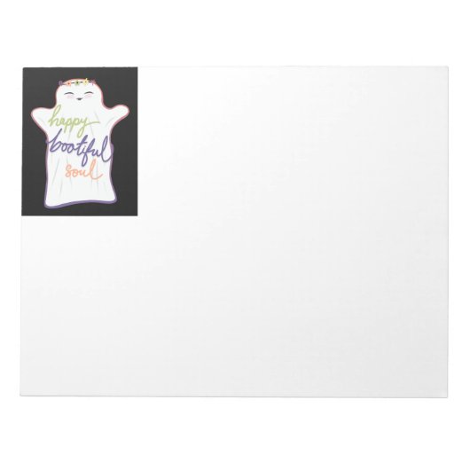 可愛い漫画カラフル幽霊と文字メモ帳 ノートパッド (正面)