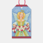 可愛い漫画クリスマスエンジェルハローと喜びバナー ギフトタグ (正面)