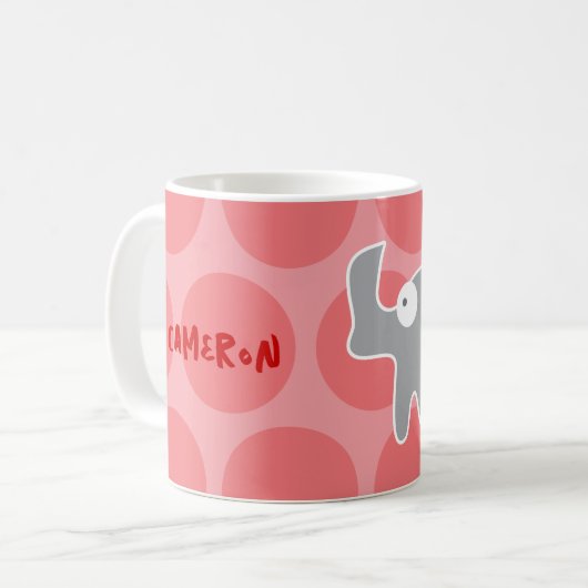 可愛い漫画グレーのサイ&おもしろいドット子供たち コーヒーマグカップ (正面左)