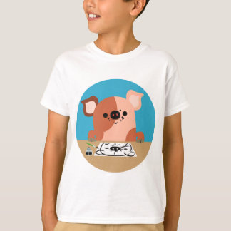 可愛い漫画スケッチ子豚Tシャツ Tシャツ