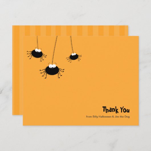 可愛い漫画スパイダーズFlatありがとう ノートカード (正面/裏面)