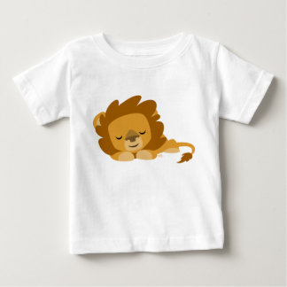 可愛い漫画スリーピングライオンベビーTシャツ ベビーTシャツ