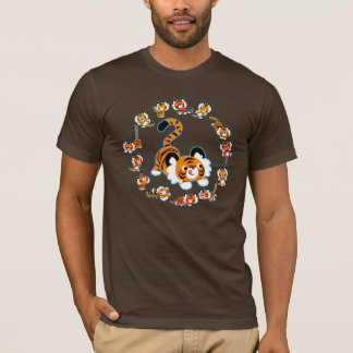 可愛い漫画タイガースマンダラ(青) Tシャツ