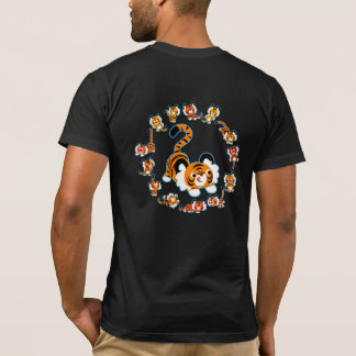 可愛い漫画タイガースマンダラ(青) Tシャツ(背中) Tシャツ