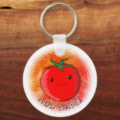 可愛い漫画トマトの水彩背景 キーホルダー (正面)