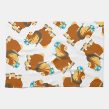 可愛い漫画トレイトブレトン馬キッチンタオル