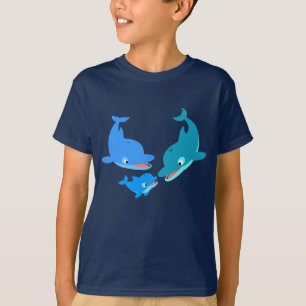 可愛い漫画ドルフィンファミリーチルドレンTシャツ Tシャツ