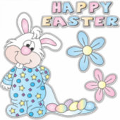 可愛い漫画バニー – 青 – キス – カット シール (正面)