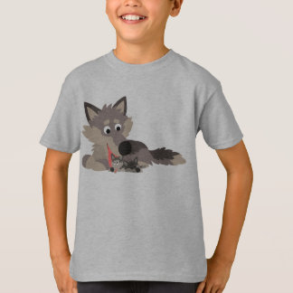 可愛い漫画パパオオカミと子女Tシャツ Tシャツ