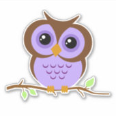 可愛い漫画パープルフクロウのビニールシール シール (正面)