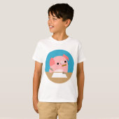 可愛い漫画ピグ「ライターズブロック」子どもTシャツ Tシャツ (正面フル)
