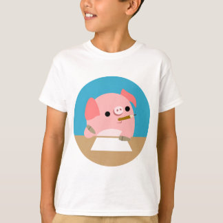 可愛い漫画ピグ「ライターズブロック」子どもTシャツ Tシャツ
