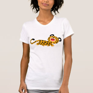 可愛い漫画フェイスティシヒョウ女性Tシャツ Tシャツ