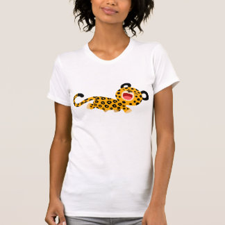 可愛い漫画フェイスティシヒョウ女性Tシャツ Tシャツ