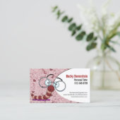 可愛い漫画ブックウォームチューター赤い名刺 名刺 (スタンド正面)