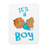 可愛い漫画ブライトブルーの男の子文字- マグネット (縦)