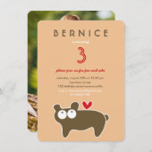 可愛い漫画ブラウンベアキッドの誕生日パーティーの写真 招待状 (正面/裏面)