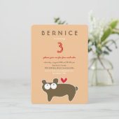 可愛い漫画ブラウンベアキッドの誕生日パーティーの写真 招待状 (スタンド正面)