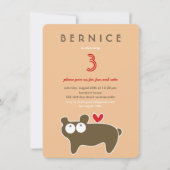 可愛い漫画ブラウンベアキッドの誕生日パーティーの写真 招待状 (正面)