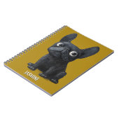 可愛い漫画ブラックフレンチキードドッグマスタードイエロー ノートブック (左側)