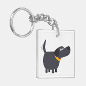 可愛い漫画ブラックラブラドールアクリルキーチェーン キーホルダー (正面左)