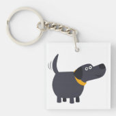 可愛い漫画ブラックラブラドールアクリルキーチェーン キーホルダー (正面)