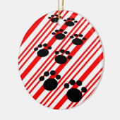 可愛い漫画ペットのポートレイルキャンディーケーン セラミックオーナメント (左)