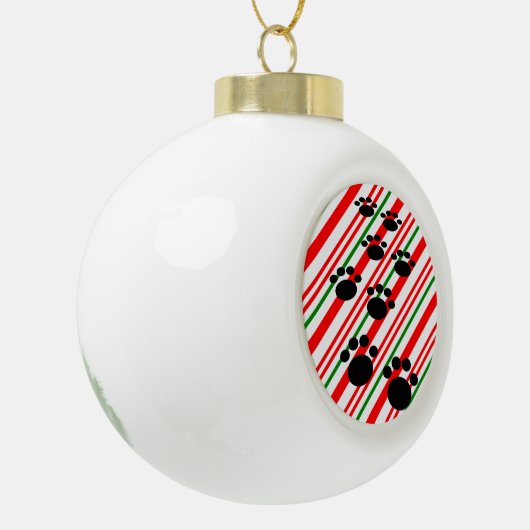 可愛い漫画ペットのポートレイルキャンディーケーン セラミックボールオーナメント (左)