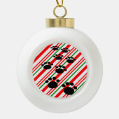 可愛い漫画ペットのポートレイルキャンディーケーン セラミックボールオーナメント (正面)