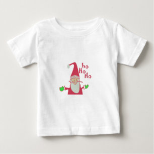 可愛い漫画マウスサンタホホホホホホTシャツ ベビーTシャツ