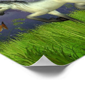 可愛い漫画ユニコーン(ウッドランド付) ポスター (角)