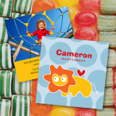 可愛い漫画ライオンの子供のプロフィール写真コールカード スクエア名刺