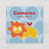 可愛い漫画ライオンの子供のプロフィール写真コールカード スクエア名刺 (正面)